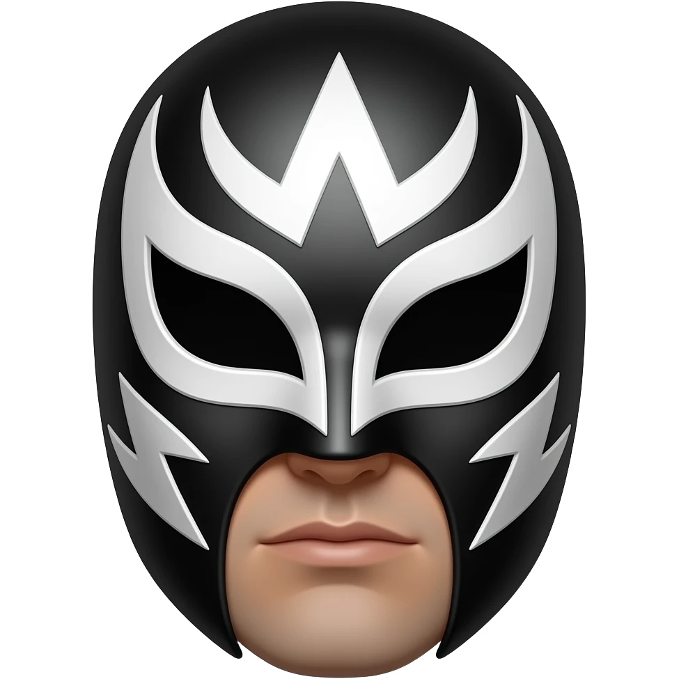Make a rey mysterio mask black and white cover mouth area with that mask emoji