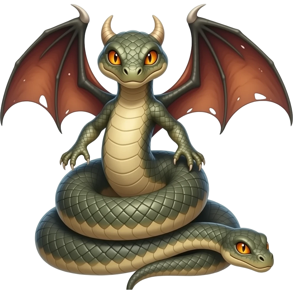 serpent with a head, dragon wings and arms and another head in the tail emoji