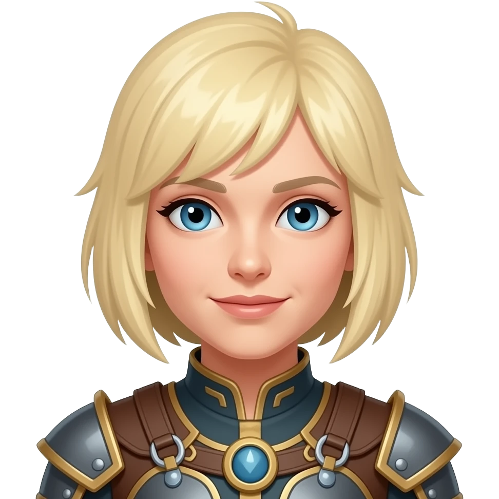 Fait moi un emoji 3D d'un femme blonde avec le cheveu cour clan d'eau emoji