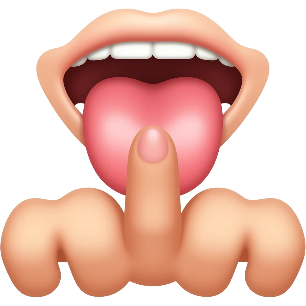 Tongue flicking between index and middle finger emoji