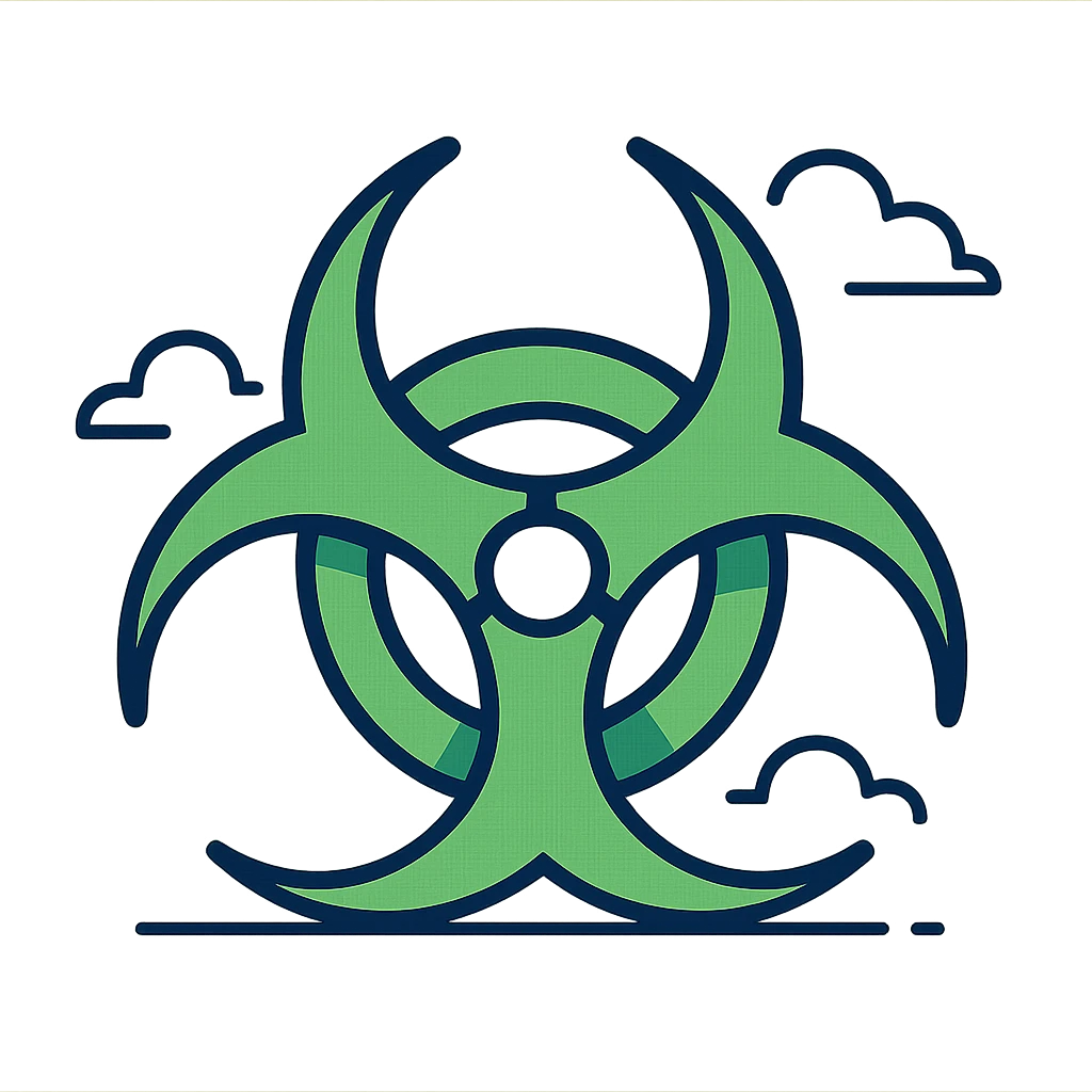 hazardous green logo, abstract toxic symbol, vibrant green, geometric, no text emoji