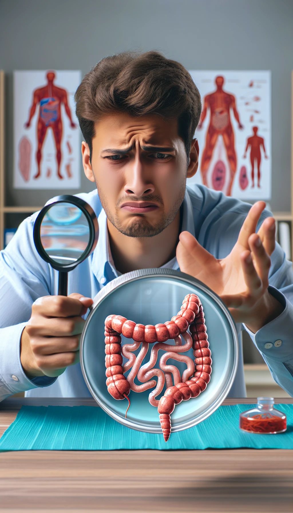 Uomo con parassiti intestinali  emoji