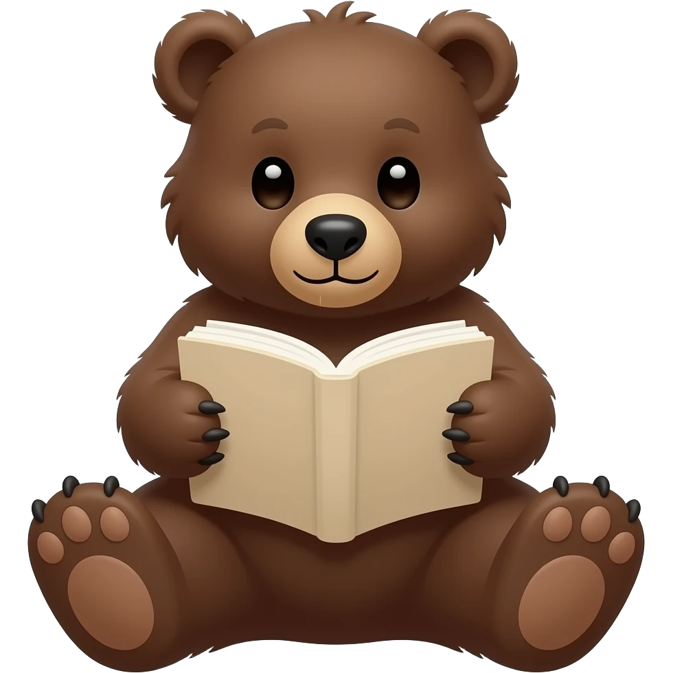 Bear cub studying emoji