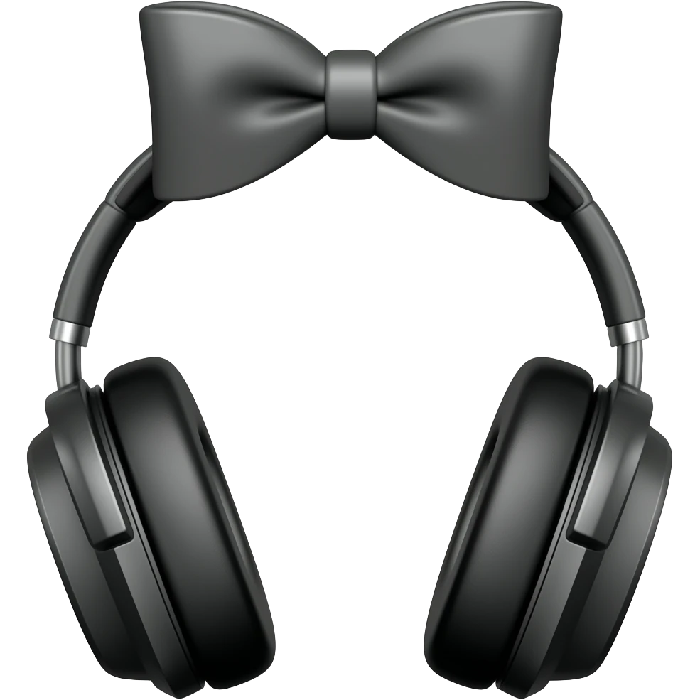 Black Head phones with bow emoji