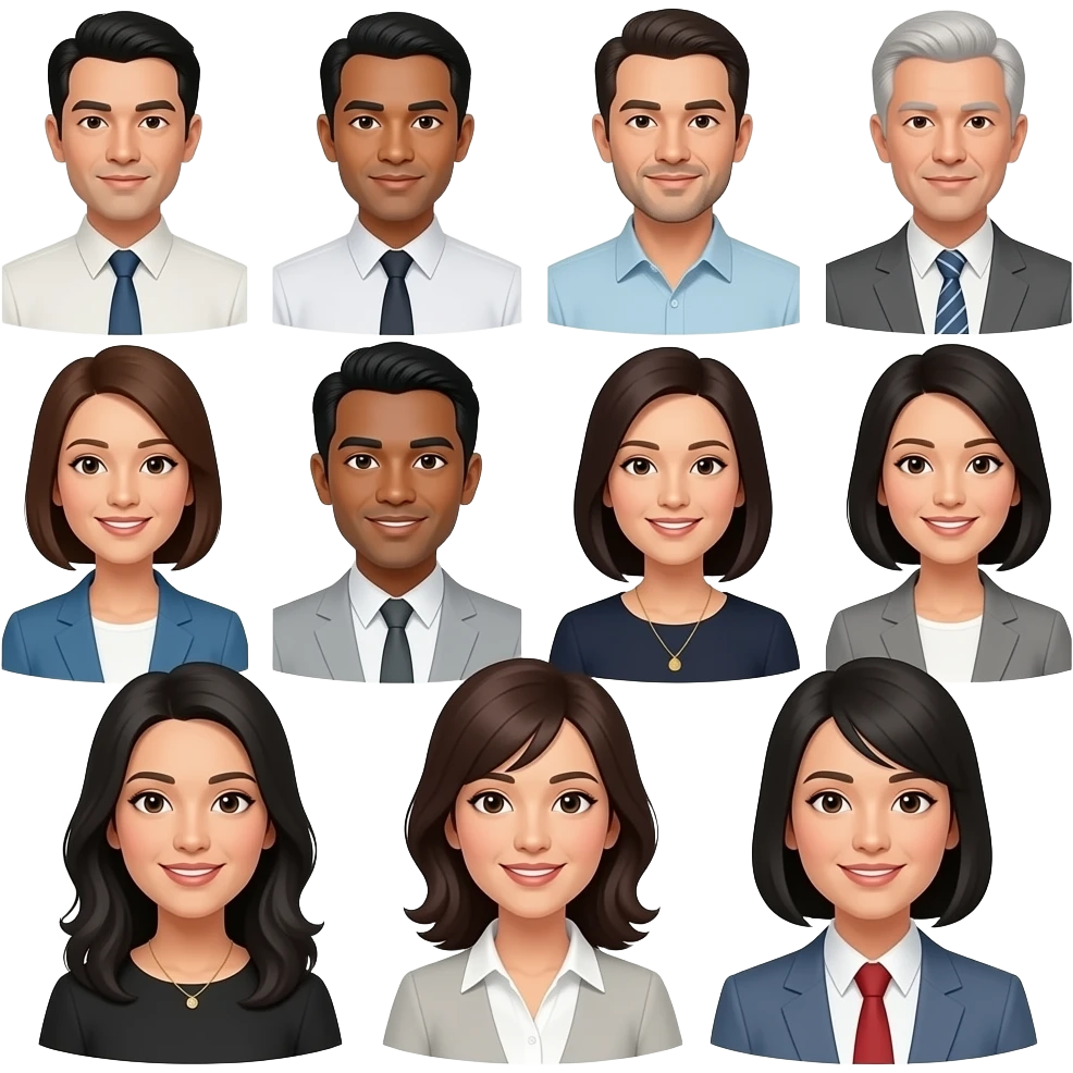 Crea un grupo de adultos BLANCO Y NEGRO emoji