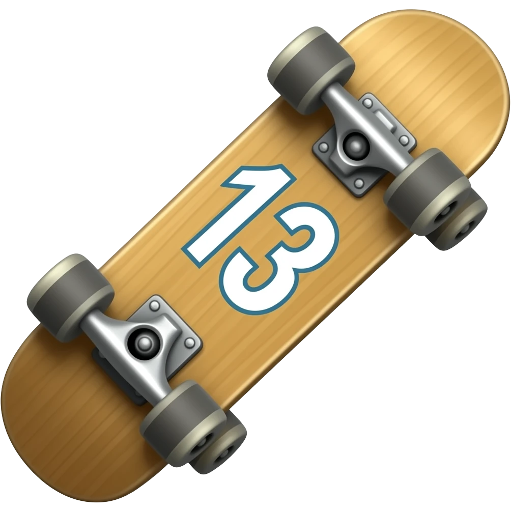 Number 13 on skateboard emoji