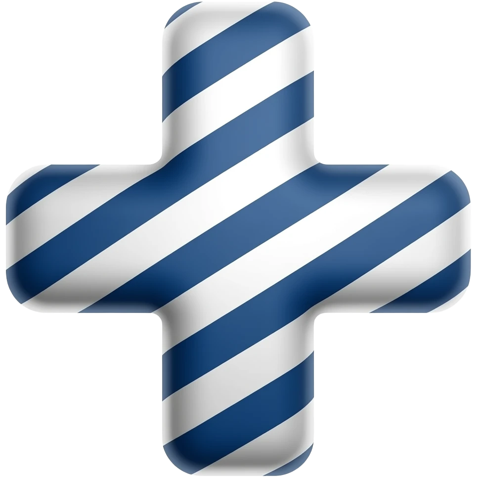 Dark blue and white horizontal striped cross emoji