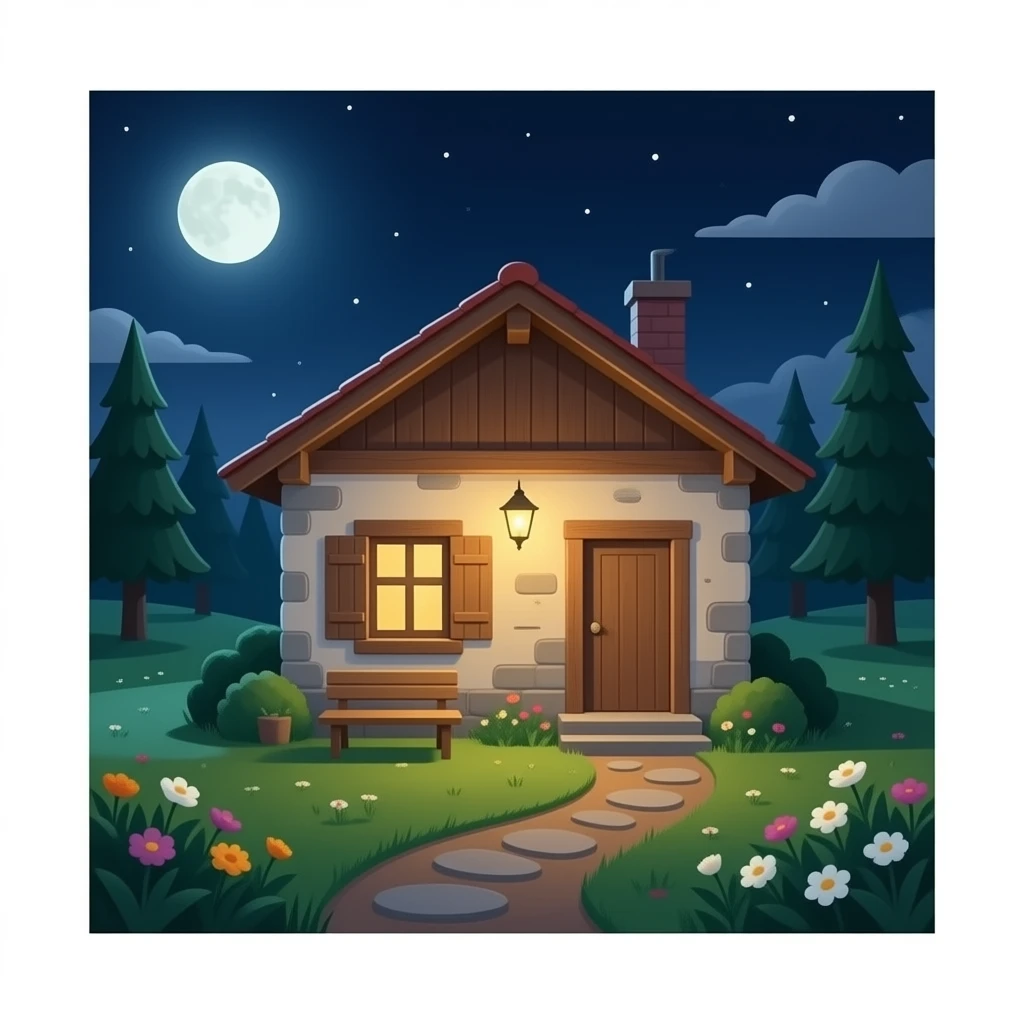 hazme la parte de dentro de una casa, la casa tiene que ser rustica emoji