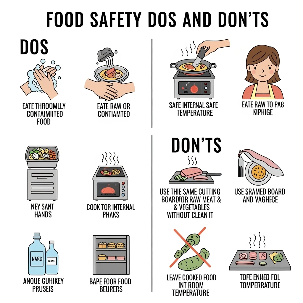 make a detail poster with title of "food safety dos and dont" emoji