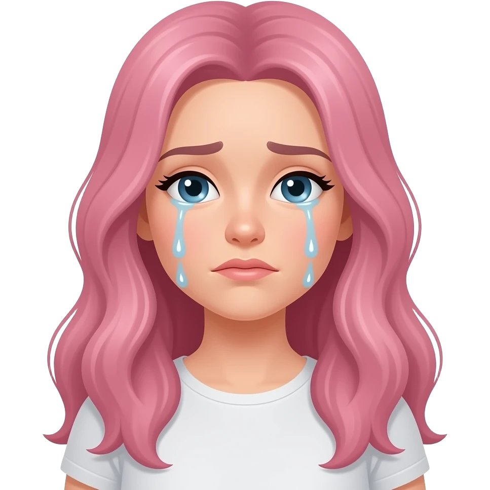 Crying woman with pink hair emoji