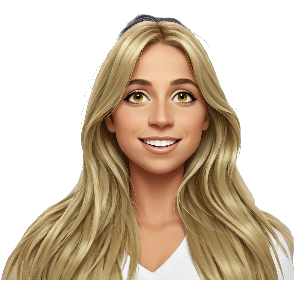 blonde girl with a smile emoji