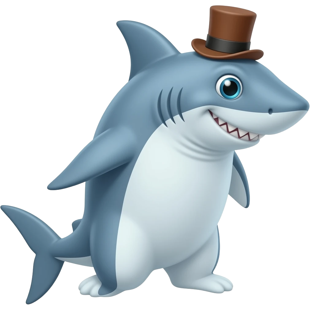 Shark with a top hat emoji