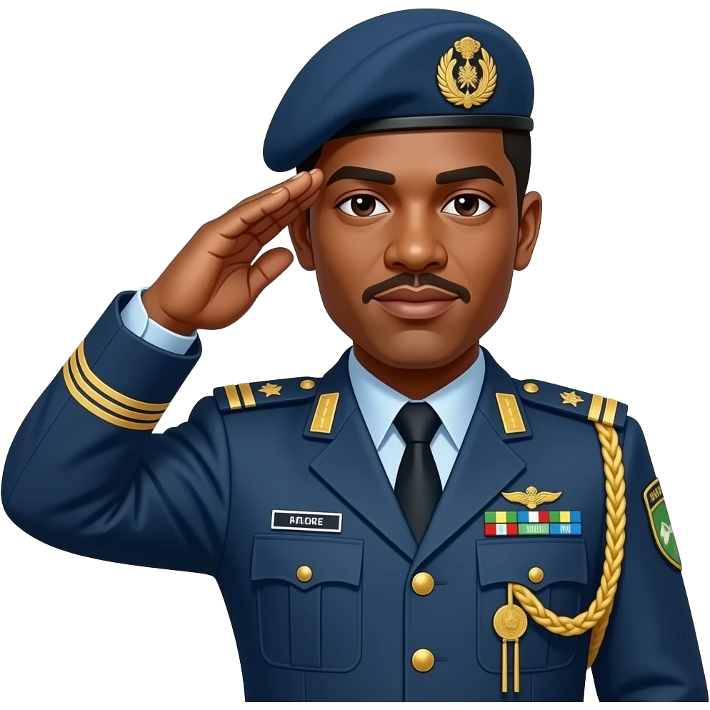 A Nigerian Airforce officer doing a salute emoji