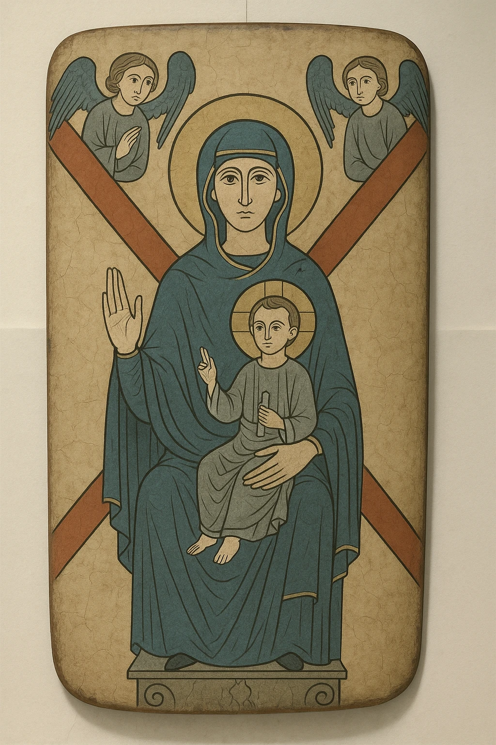 (img2img: strenght:=0.1) <ReferenceOnly-V3> inpaint religious theme onto the shield oil painting style flat image oil cracks countour
medieval shield art emoji