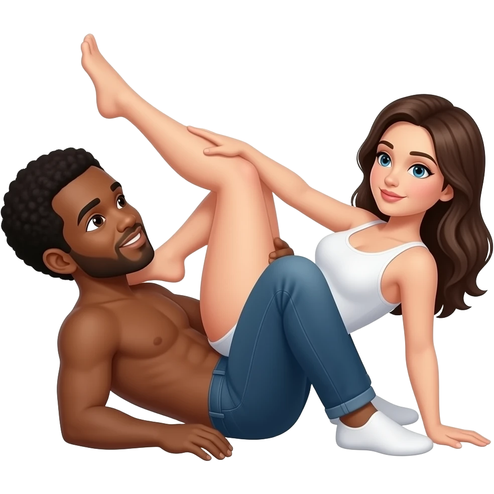 A black man having sex in doggystyle position with a brunette white woman emoji