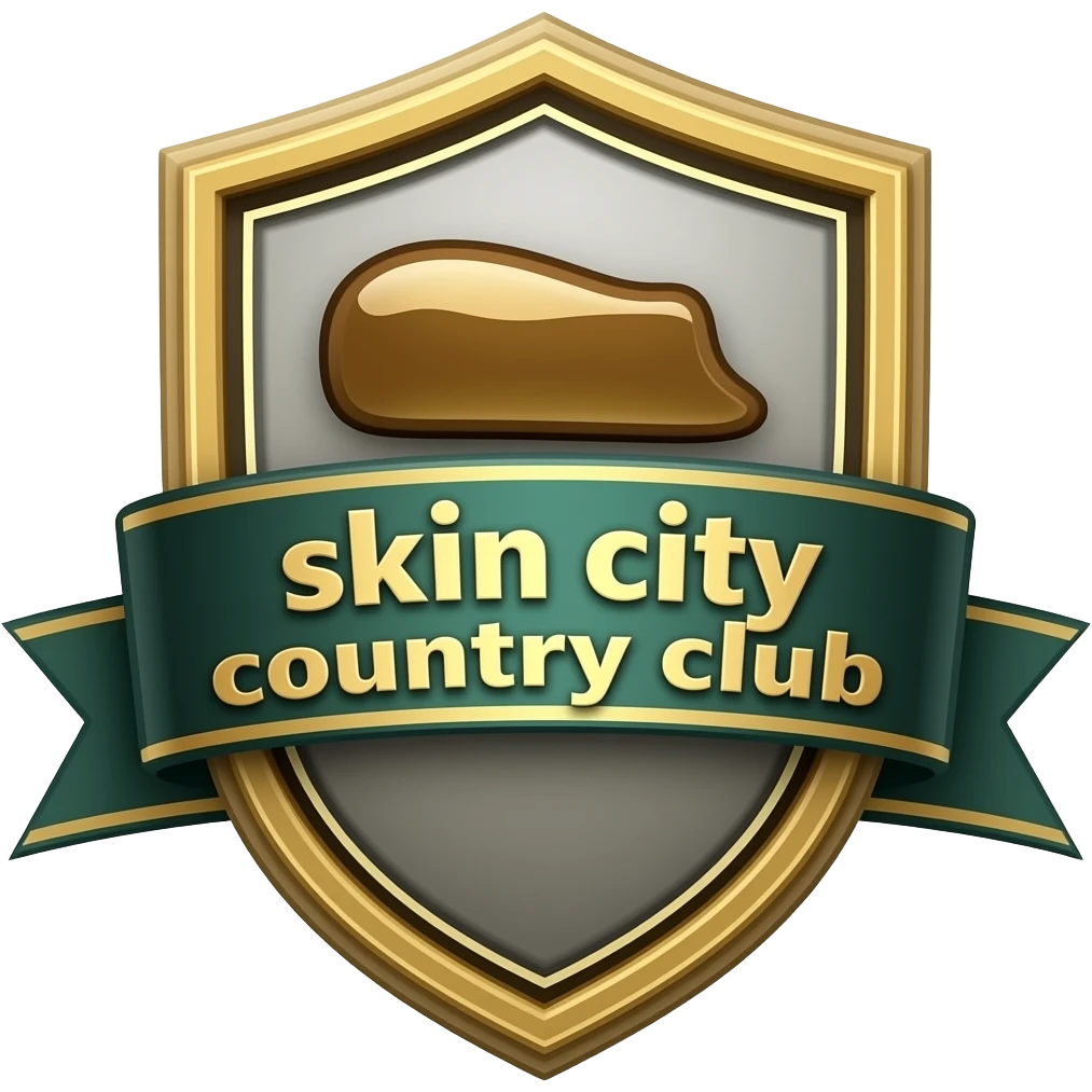 Shoemaker crest in the middle says skin city country club emoji