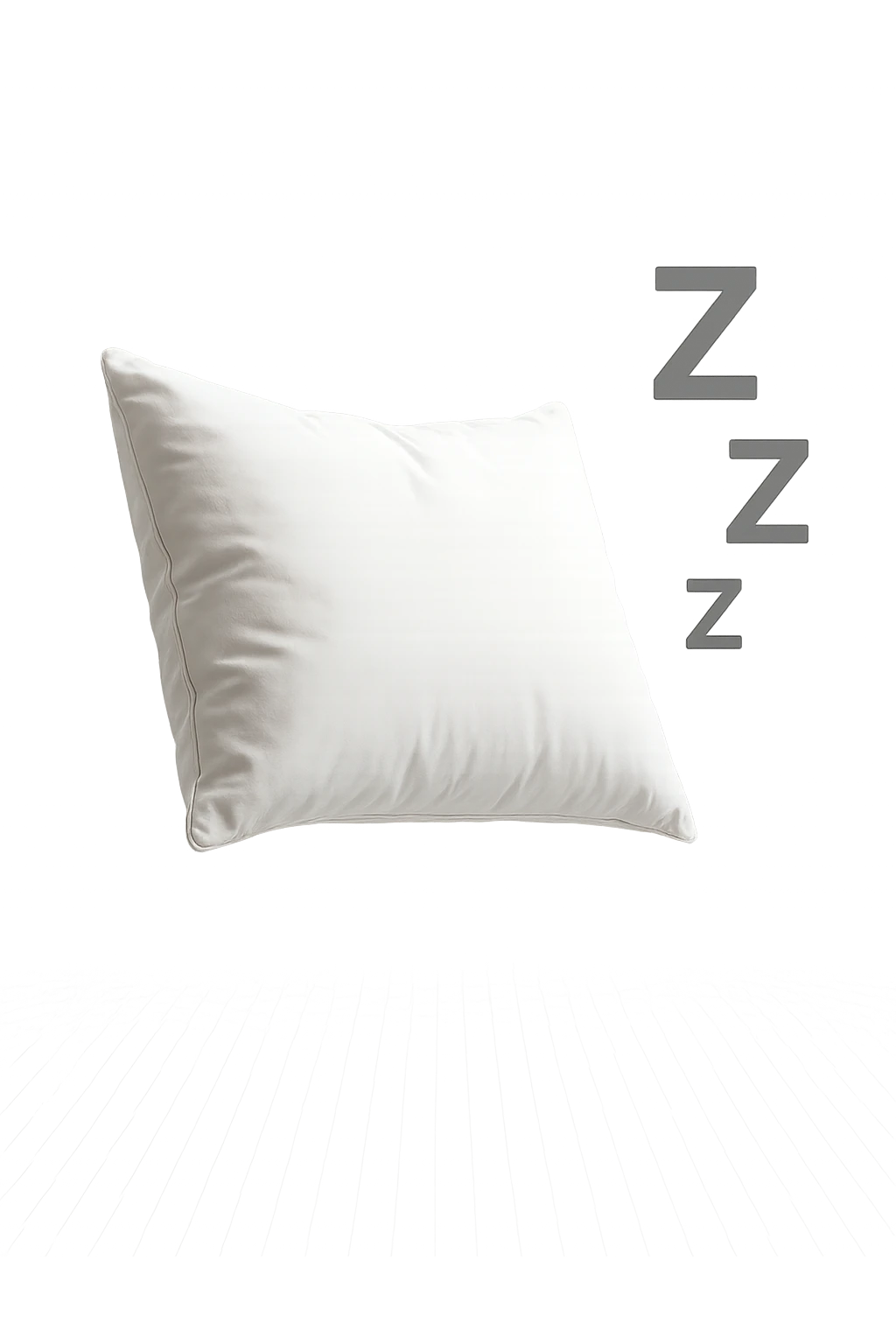 un cuscino per dormire fluttua in aria insieme alla scritta Z Z Z iperrealistici emoji