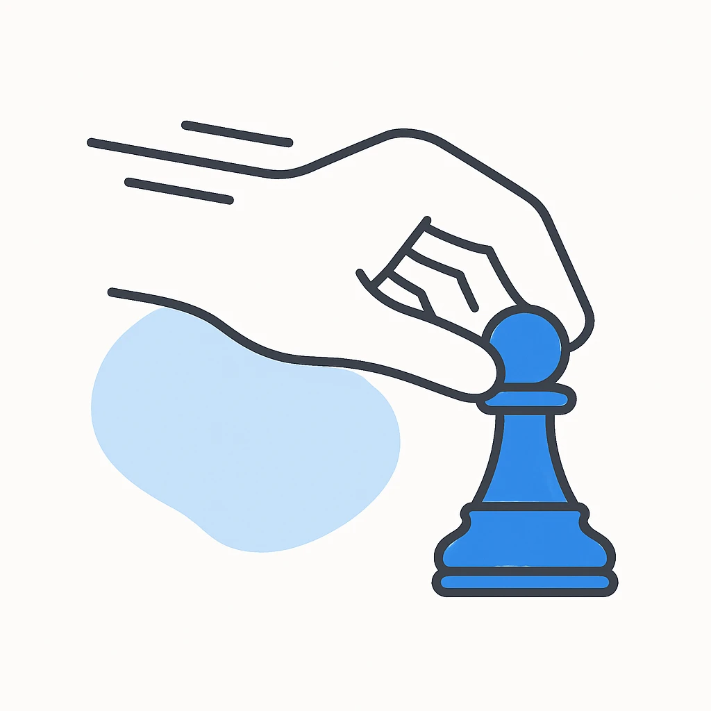 a hand moving fast, holding a chess pawn. Notion of speed is important emoji