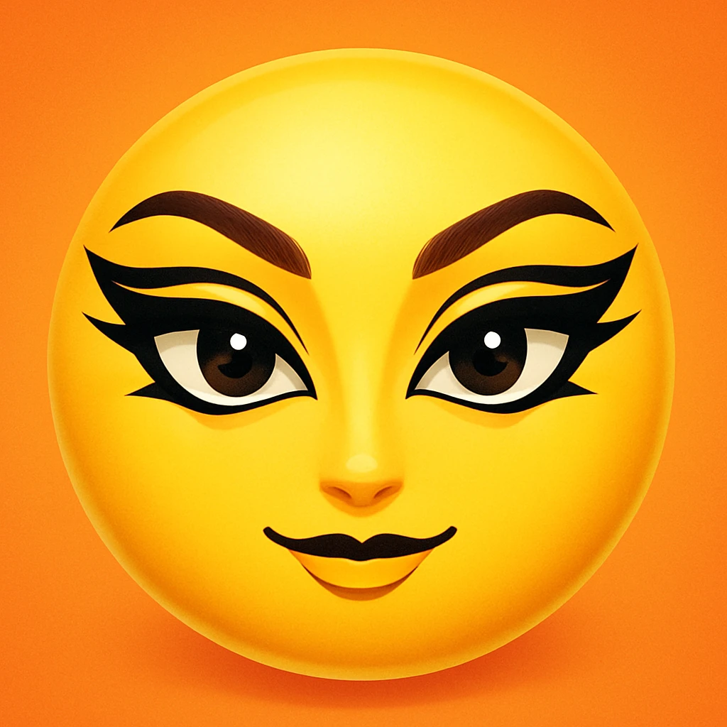 yellow face emoji with bold graphic liner emoji
