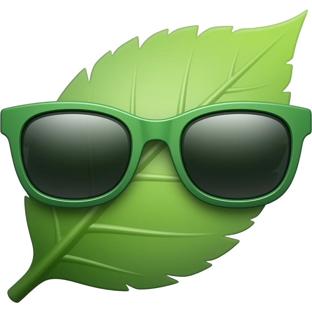 leaf green colored sunglasses emoji