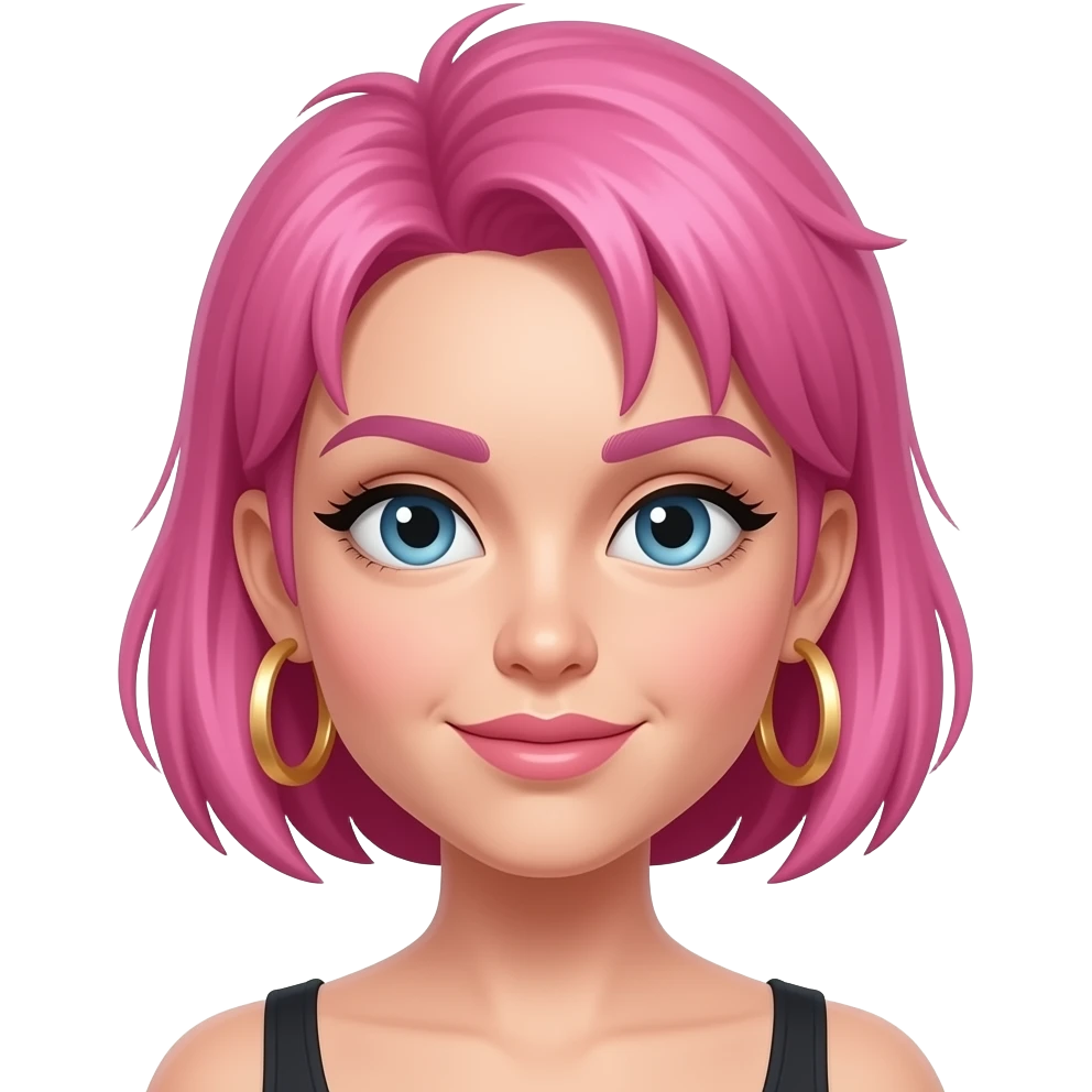 pink short spiky haired woman, with big hoop earrings emoji