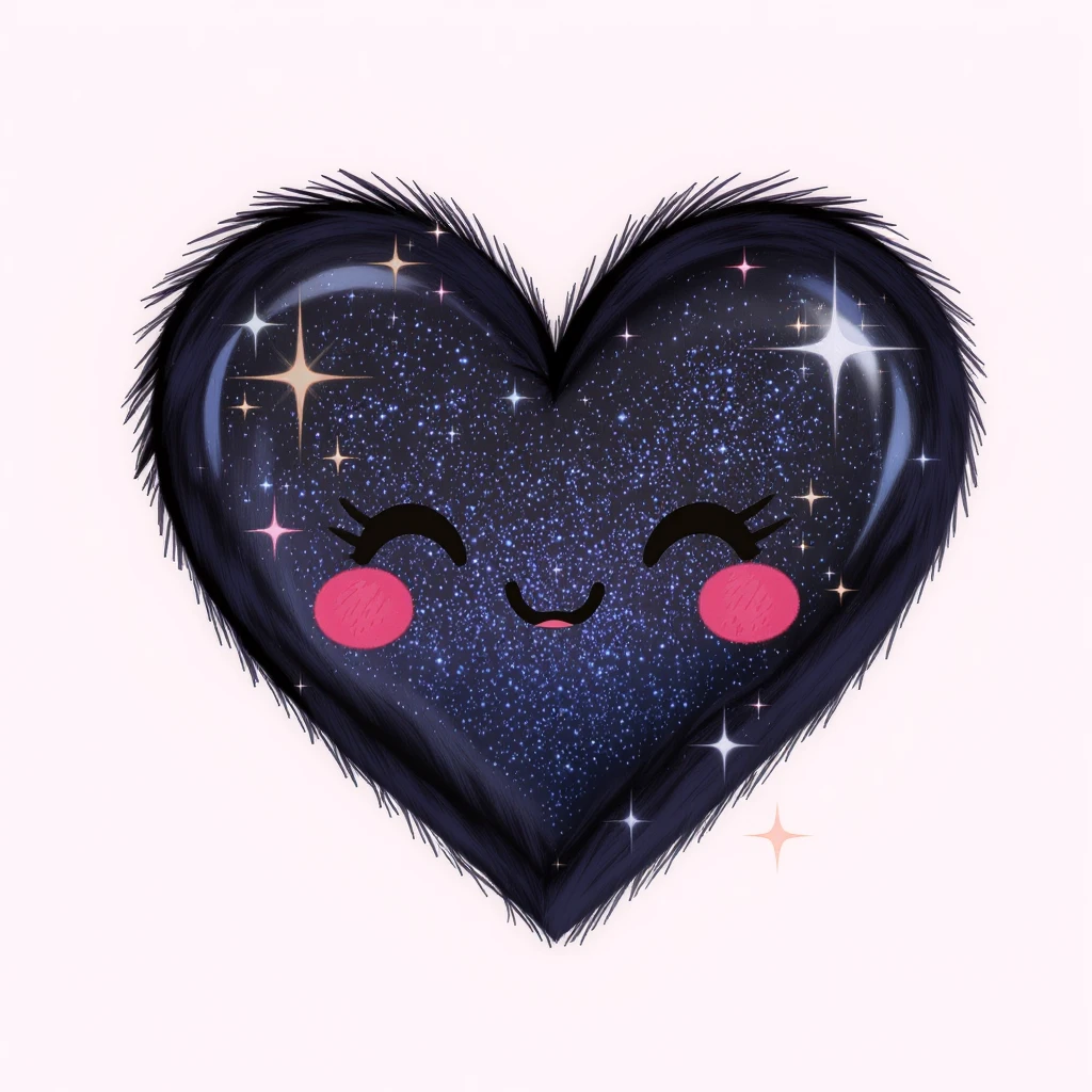 goth heart emoji, cute and shiny, with sparkles, no background emoji