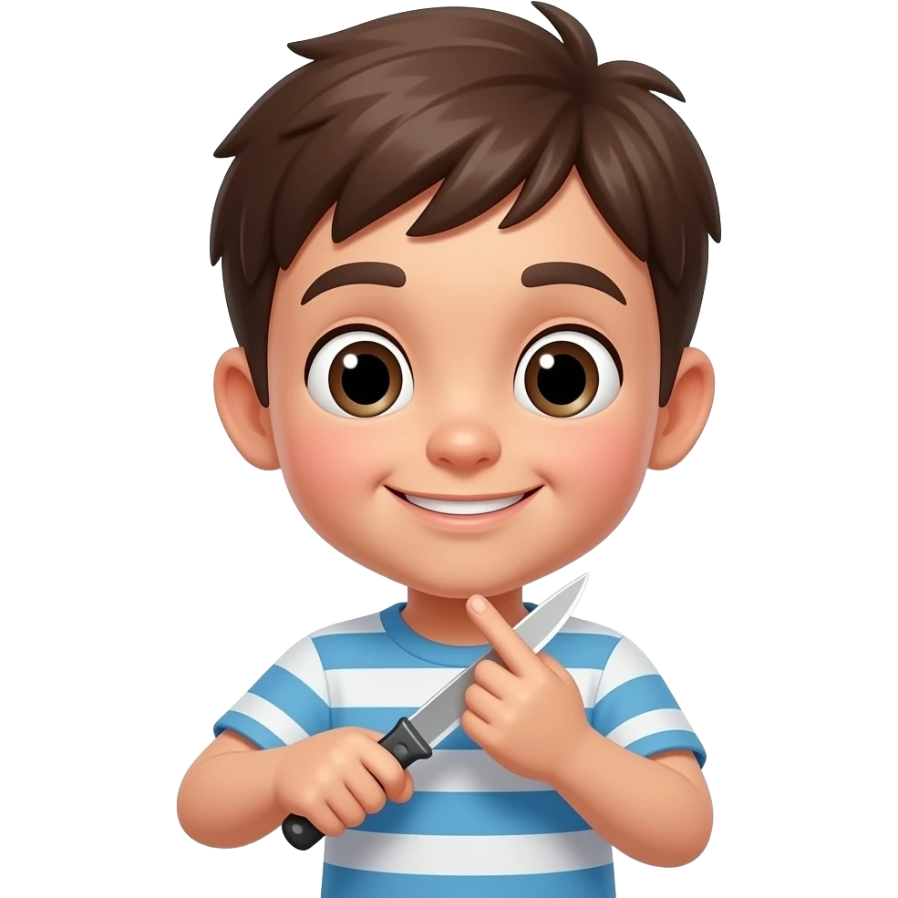 A kid cutting his finger emoji