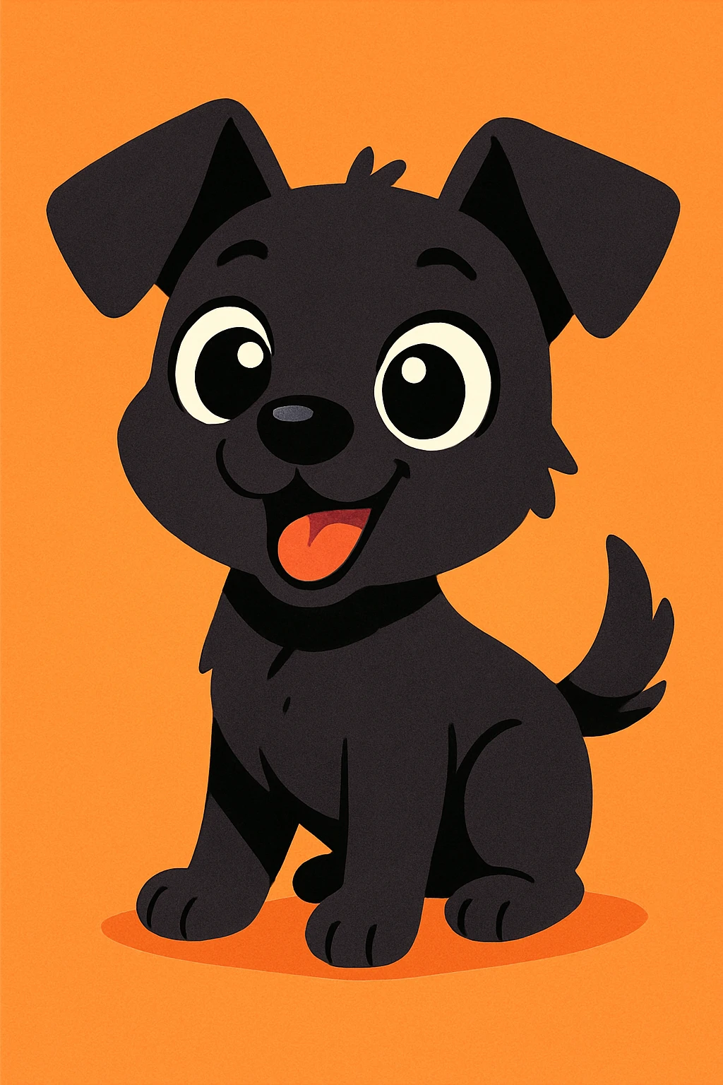 black dog, cute cartoon style, big eyes, playful expression emoji