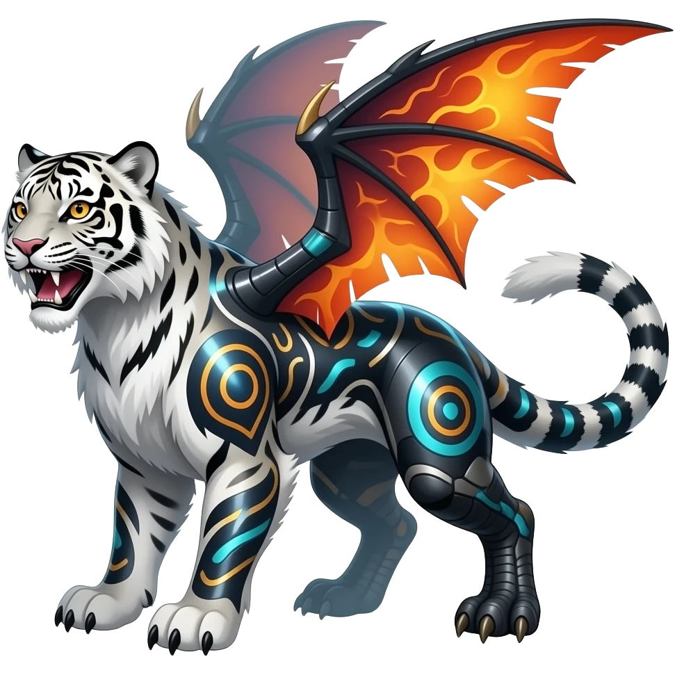 Realistic tribal-patterned tribal furry fuzzy fluffy Shiny futuristic feathery beautiful gorgeous snow-leopard-Sabretooth-tiger-velociraptor-Absol-Charizard-Hybrid emoji
