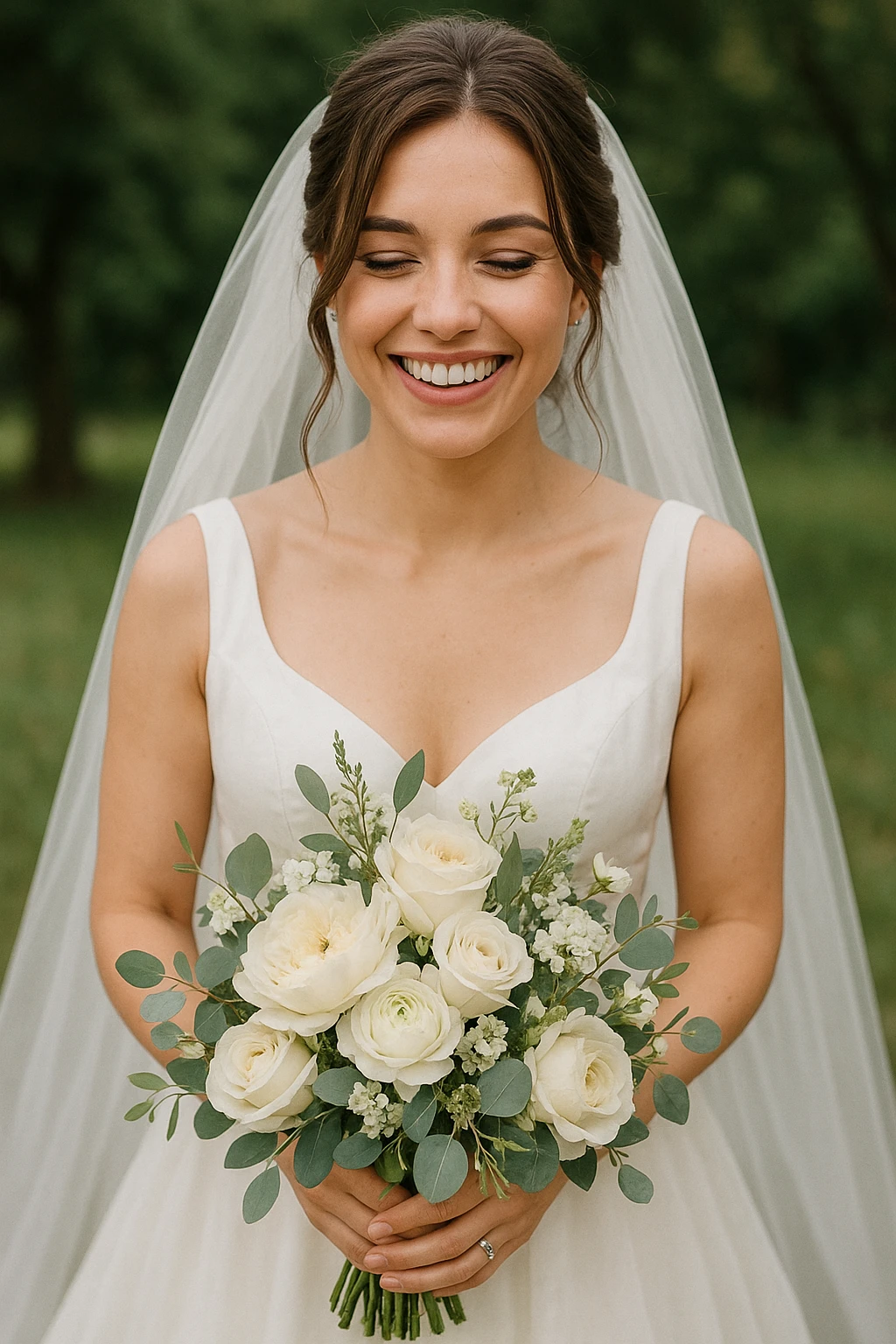 A bride with brown hair emoji
