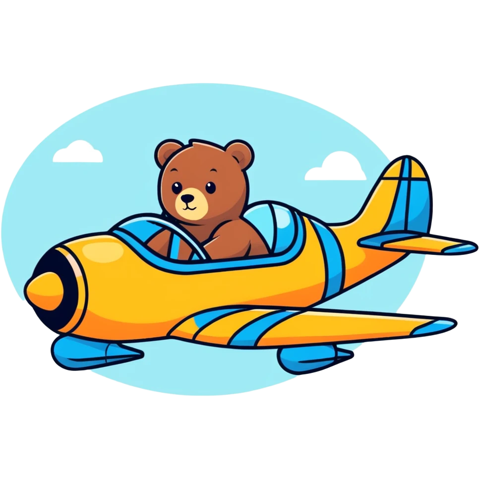 Bear sitting in plane emoji