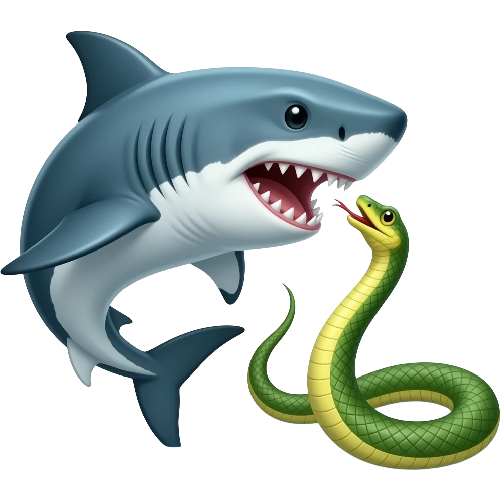 Shark vs snake emoji