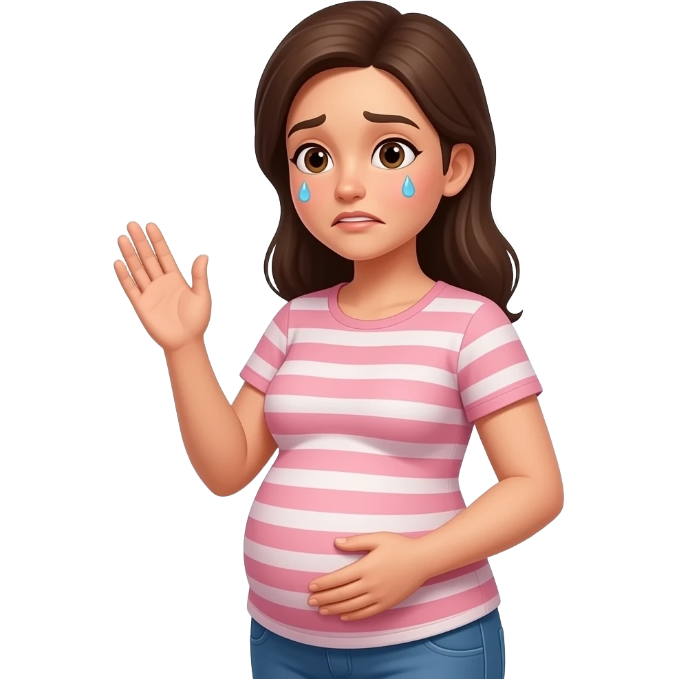 Yellow smiley emoji that's Tired and says Good morning pregnant emoji