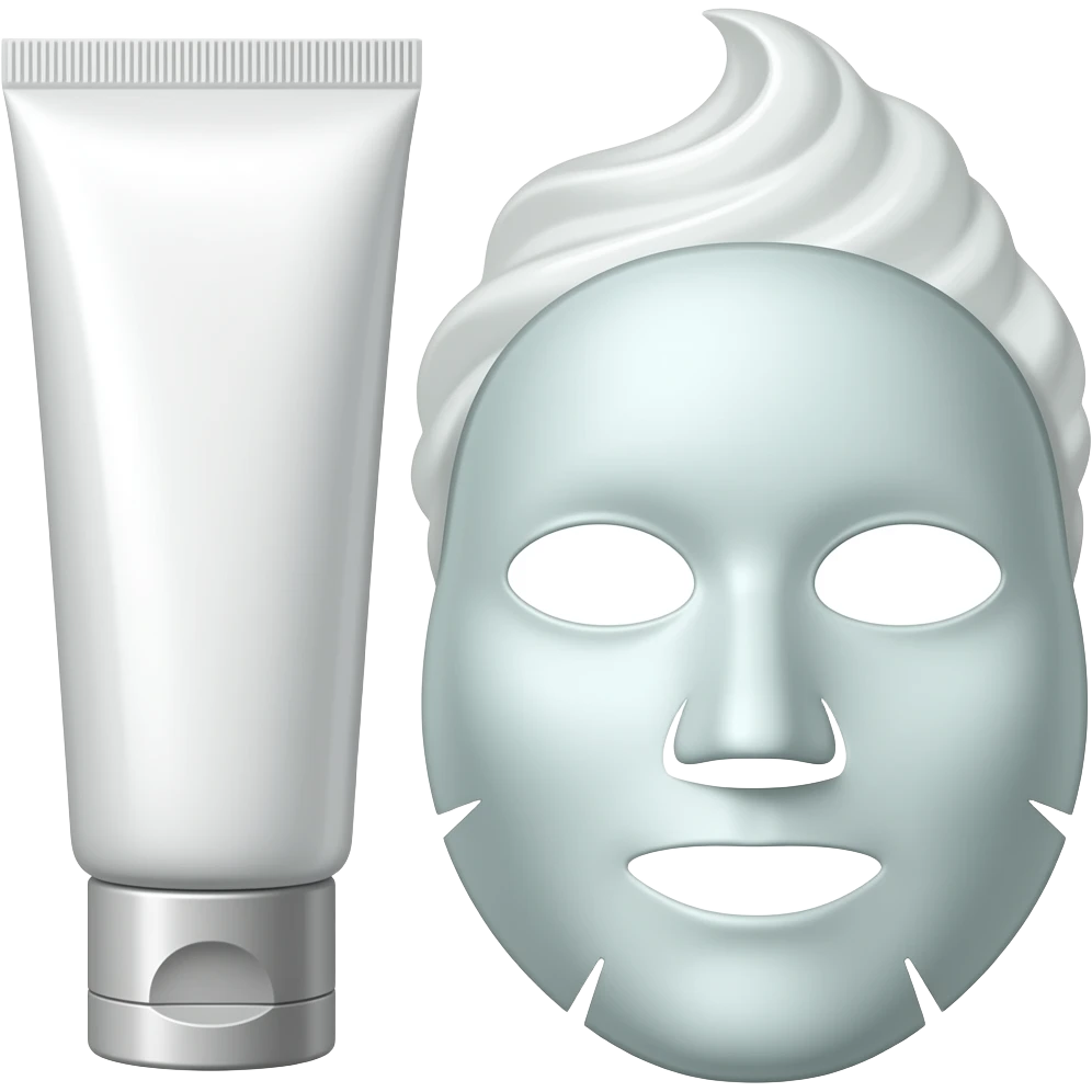 Facial cleanser, eye cream, face mask, and facial cleanser all in one emoji