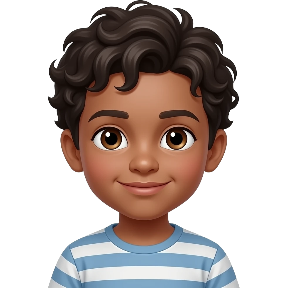 Niño pequeño pelo rizado moreno emoji