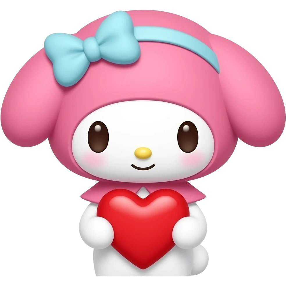 My Melody holding a red heart emoji