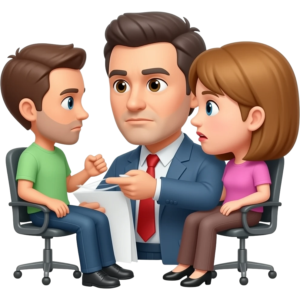 Third person solving dispute between two others emoji