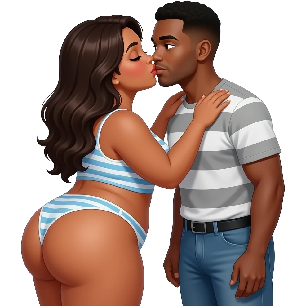 lightskin ebony big butt thick woman kissed black man emoji