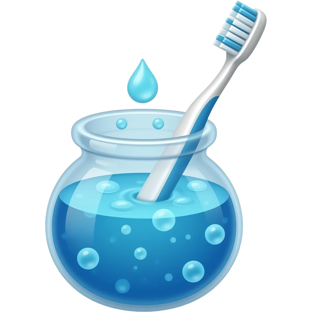 toothbrush being dipped into. blue bubbling potion pot emoji