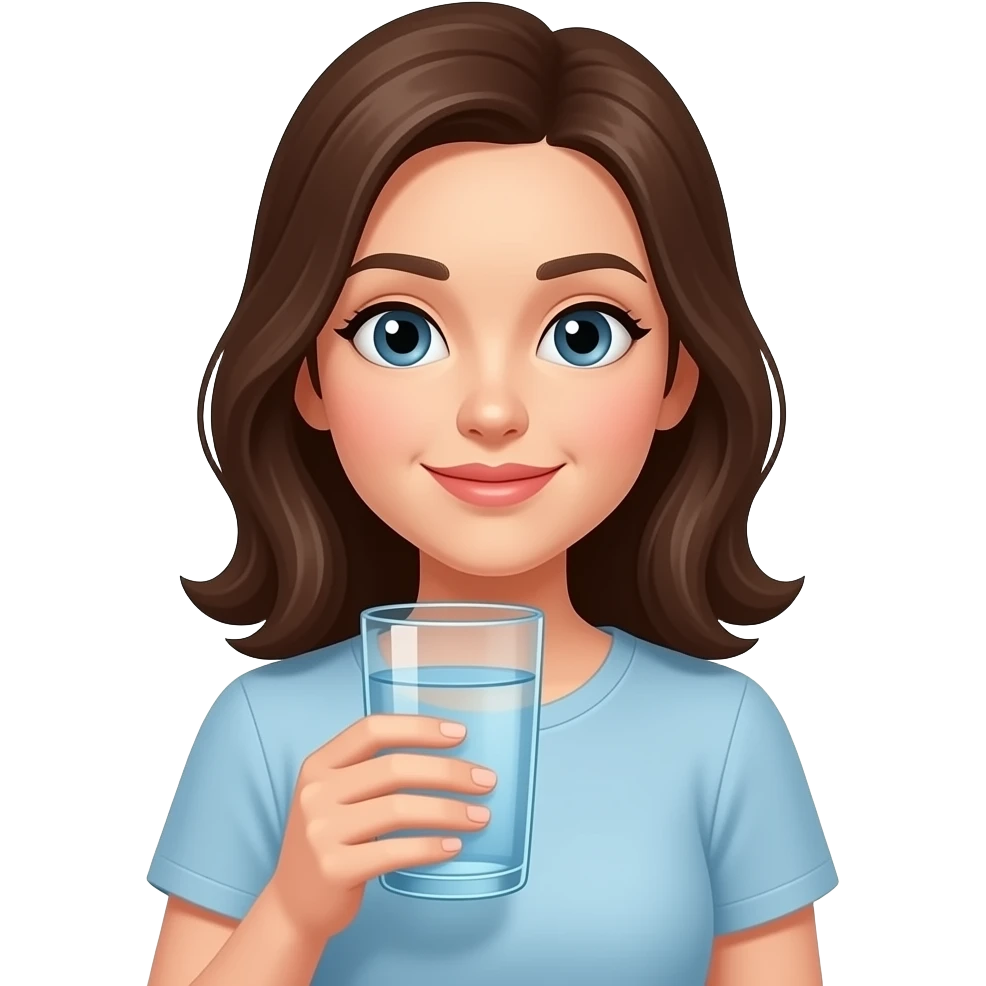 девушка стоит и держит в руке стакан с водой emoji