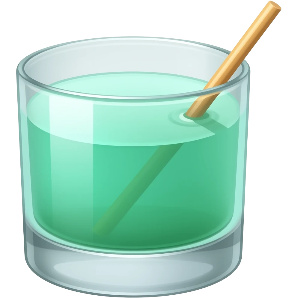turquoise colored cocktail in poco grande glass with swizzle stick emoji