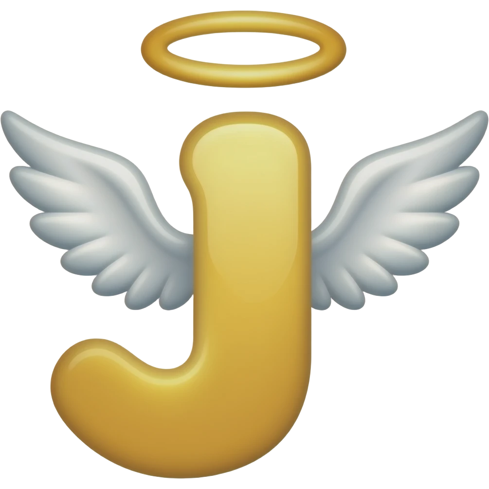 J with angel wings and emoji emoji