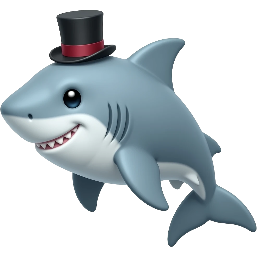 Shark with a top hat emoji