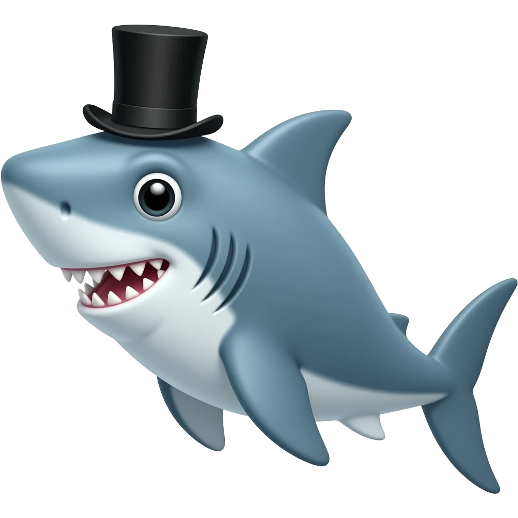 Shark with a top hat emoji
