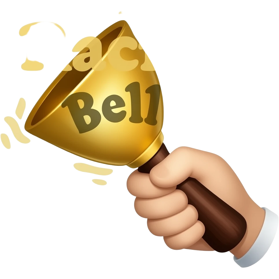 A handheld ringing bell, text below it "Racist Bell" emoji