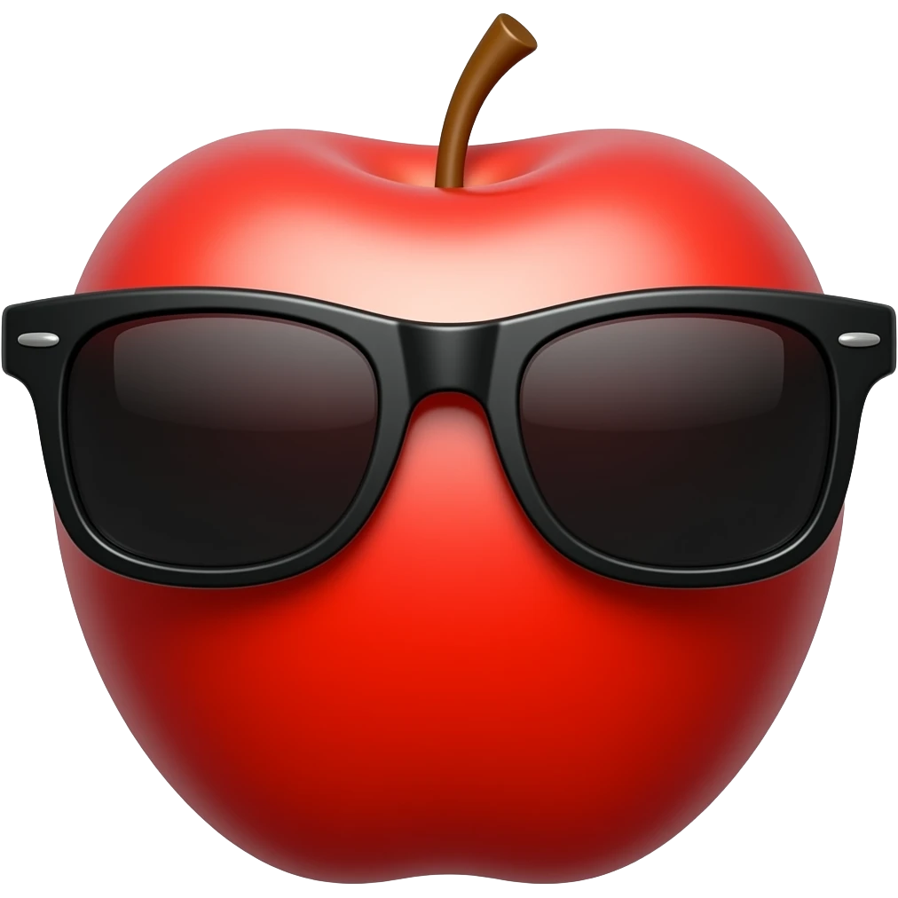 Red apple in sunglasses emoji