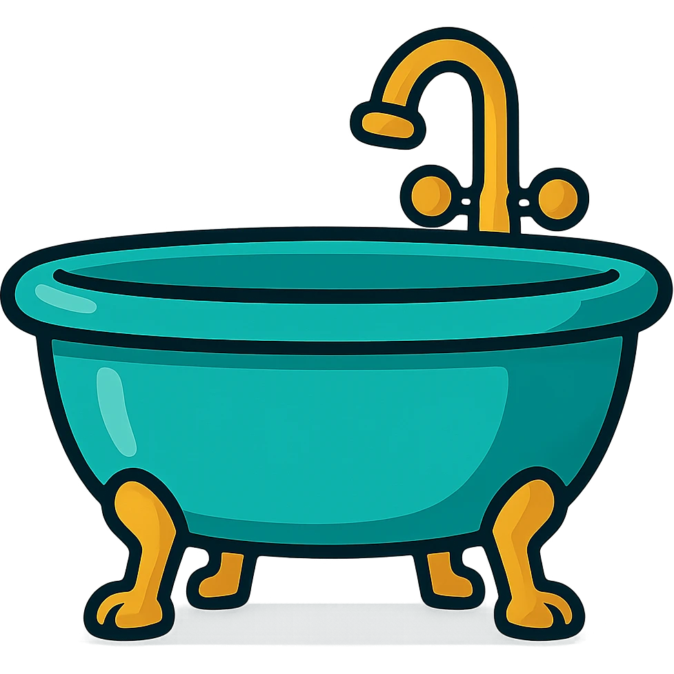 cartoon style beautiful turquoise bathtub emoji