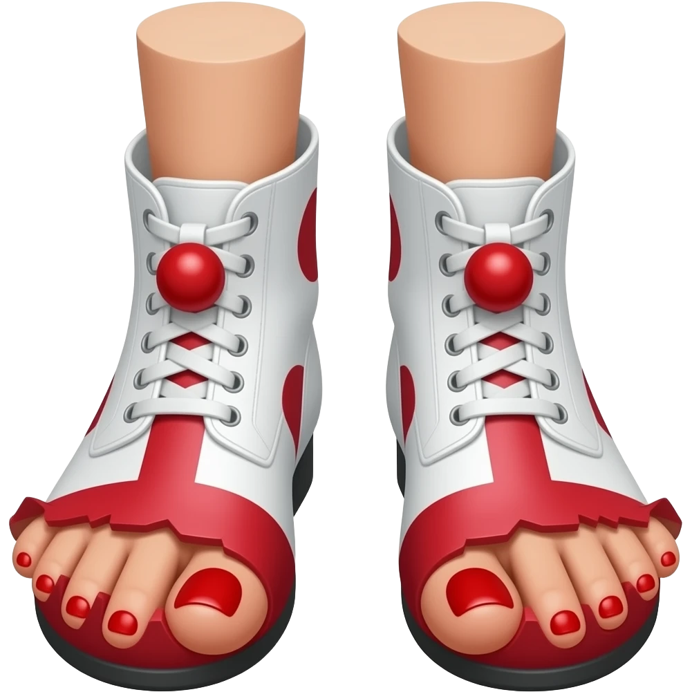 White toes with red toenails ripping of clown shoes emoji