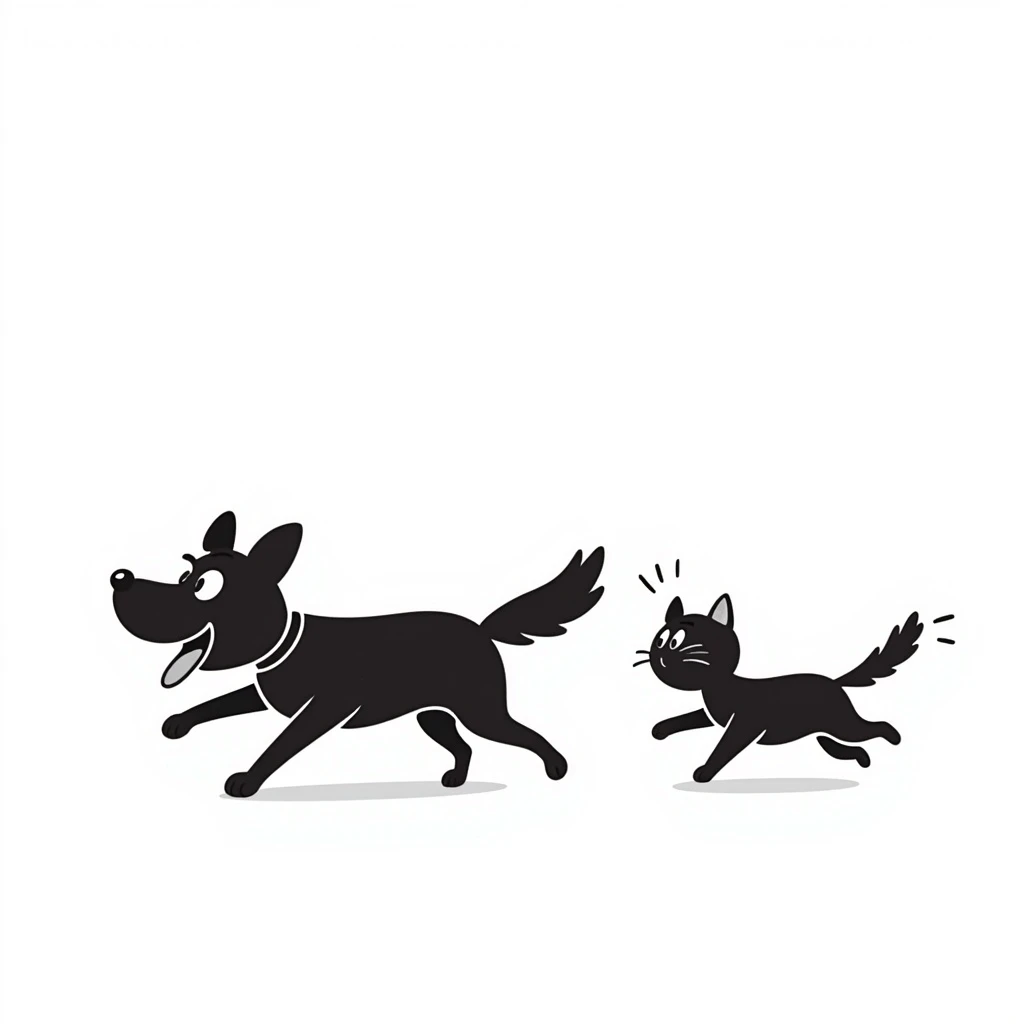 dog chasing cat emoji