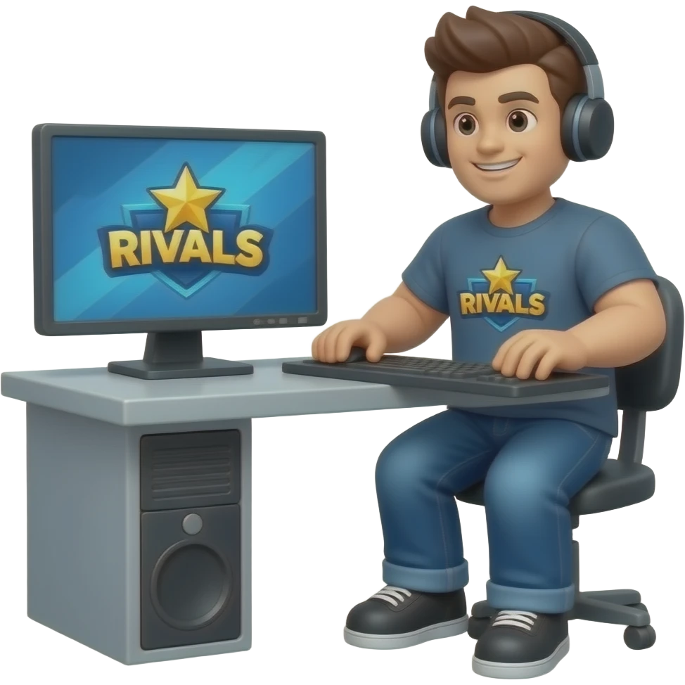 A person playing Roblox rivals on their computer emoji